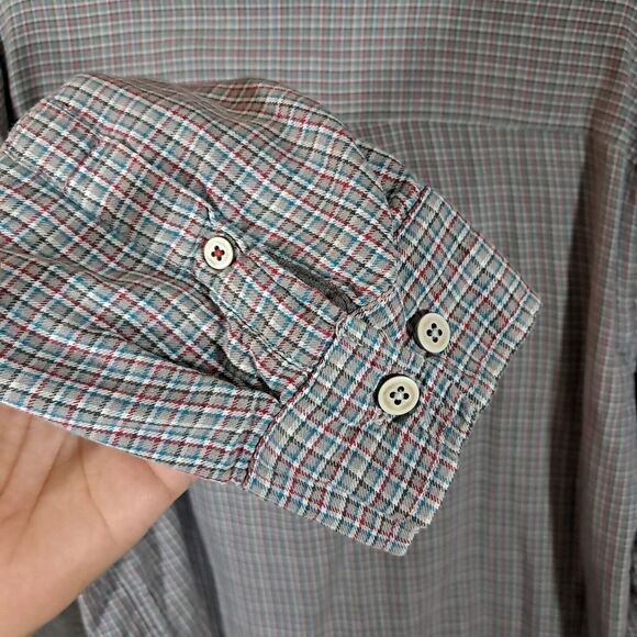 Carbon 2 Cobalt Mens Button Up Shirt Long Sleeve Lined Gauze Collared Plaid XL - Picture 12 of 13